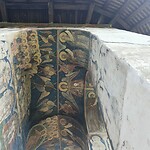 klooster humorlului plafond voorportaal, Vader, Zoon en Maria kijken op ons neer