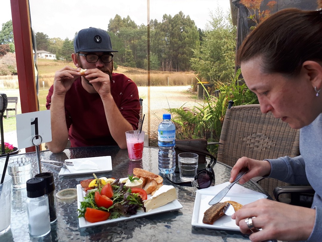 Lunchen op een bessenfarm