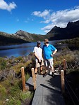 Op de achtergrond de beroemde Cradle Mountain