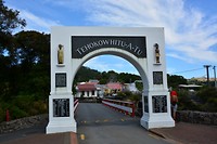 Whakarewarewa entree naar het Maori dorp gebouwd op de thermen