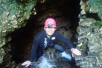 Eindelijk boven na tientallen meters klimmen tegen de waterval in.