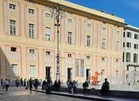 Achterkant van pallazo Ducale in trompe l'oeil