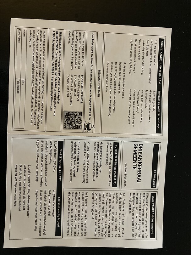 Programma boekje van de kerk