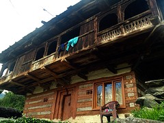 Karakteristieke houten huizen van Manali