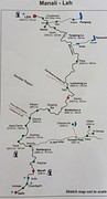 Routekaart Manali - Leh
