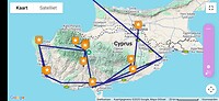 Afgelegde route in Cyprus