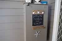 Het wekomst bordje bij onze B&B