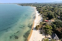 Drone foto strand en lake Malawi