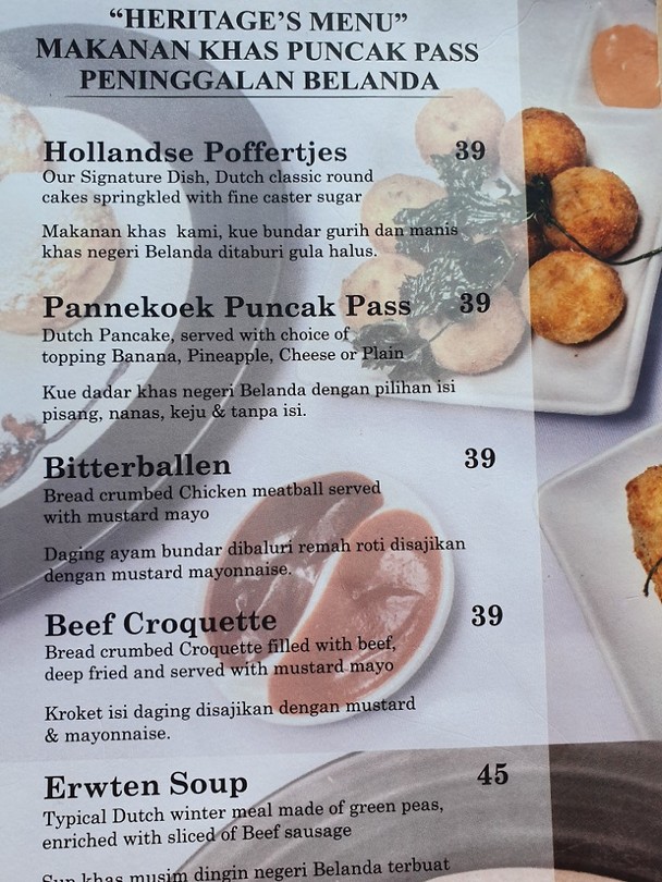 Menukaart met Nederlands eten