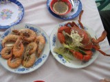 geweldige gamba's en krab