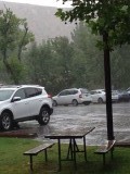 Vanmorgen de deur open in Zion Springdale......regen