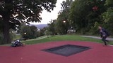 Fun on the trampolines in the park