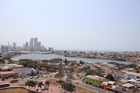 Uitzicht over Cartagena Viejo en de flats in Bocagrande