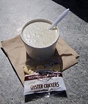 De welbekende Clam Chowder (vissoep)
