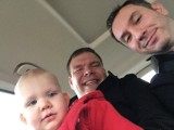 In de taxi naar huis.