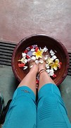 Taking a foot bath