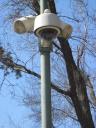 Gezellig park met camera en achtergrondmuziek