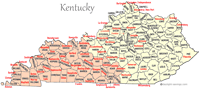 Verdeling van de 2 tijdzones in Kentucky.