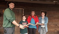 holding a snake