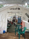 de triage tent, waar de eerste beoordeling plaatsvindt