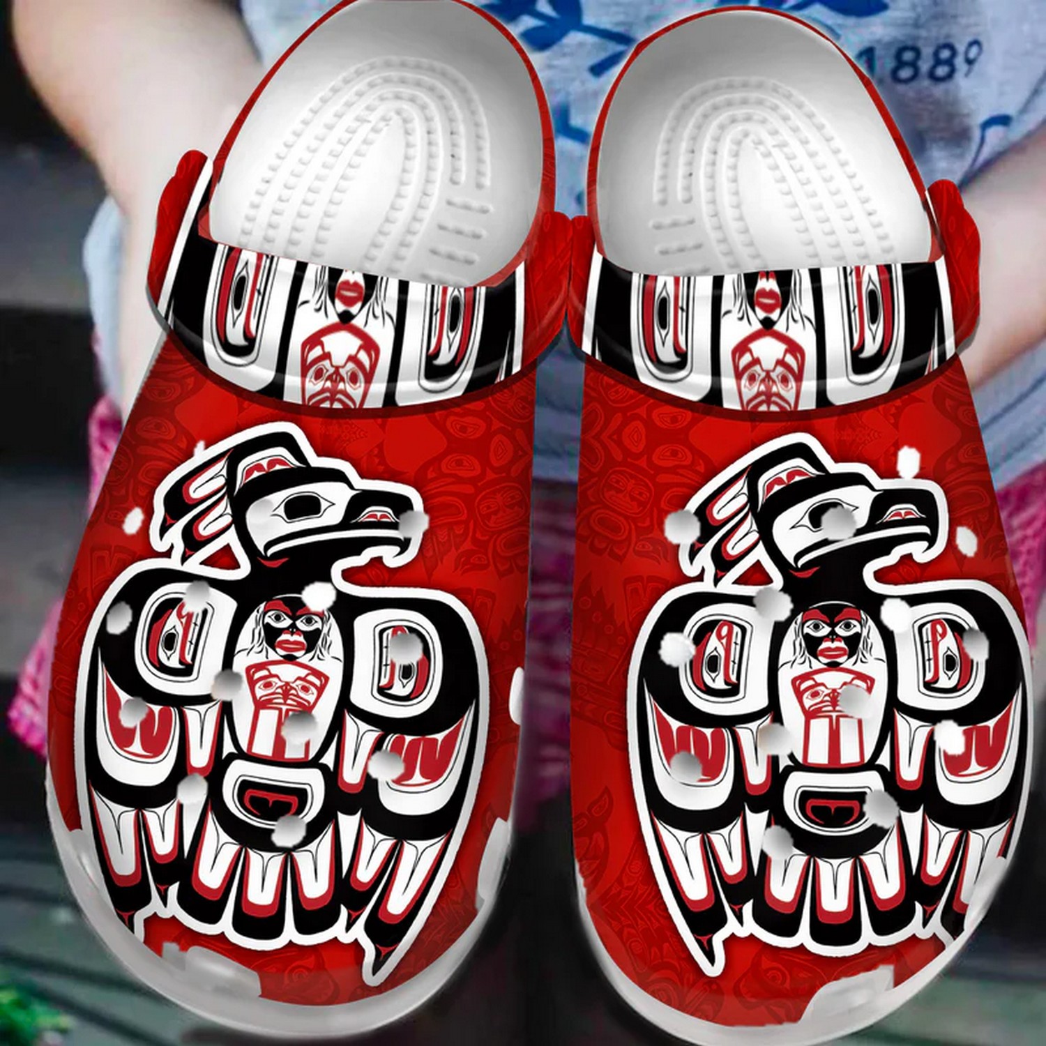 Classic Native Eagle Signal Red Clogs Fast Shipping Available