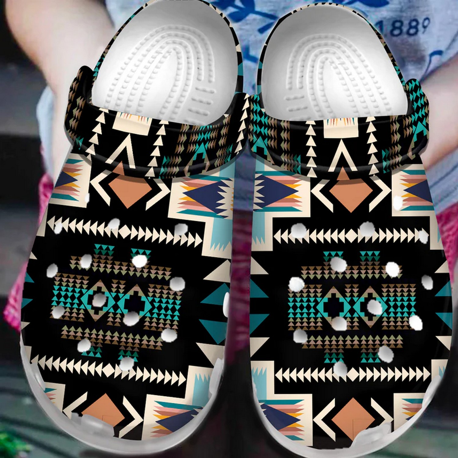 Native Pattern Classic Black And Cold Color Strong Clogs Fast Shipping Available