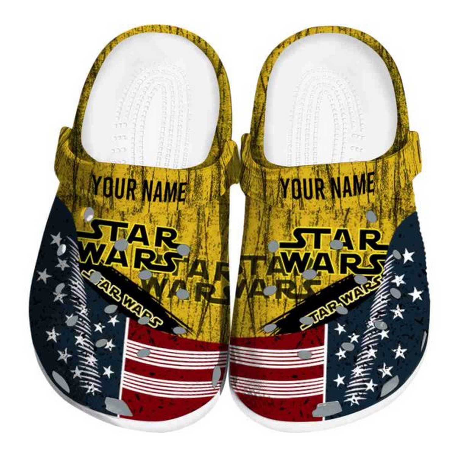 Custom Name Star Wars Star Spangled Side Pattern Clogs For Kids And Adults