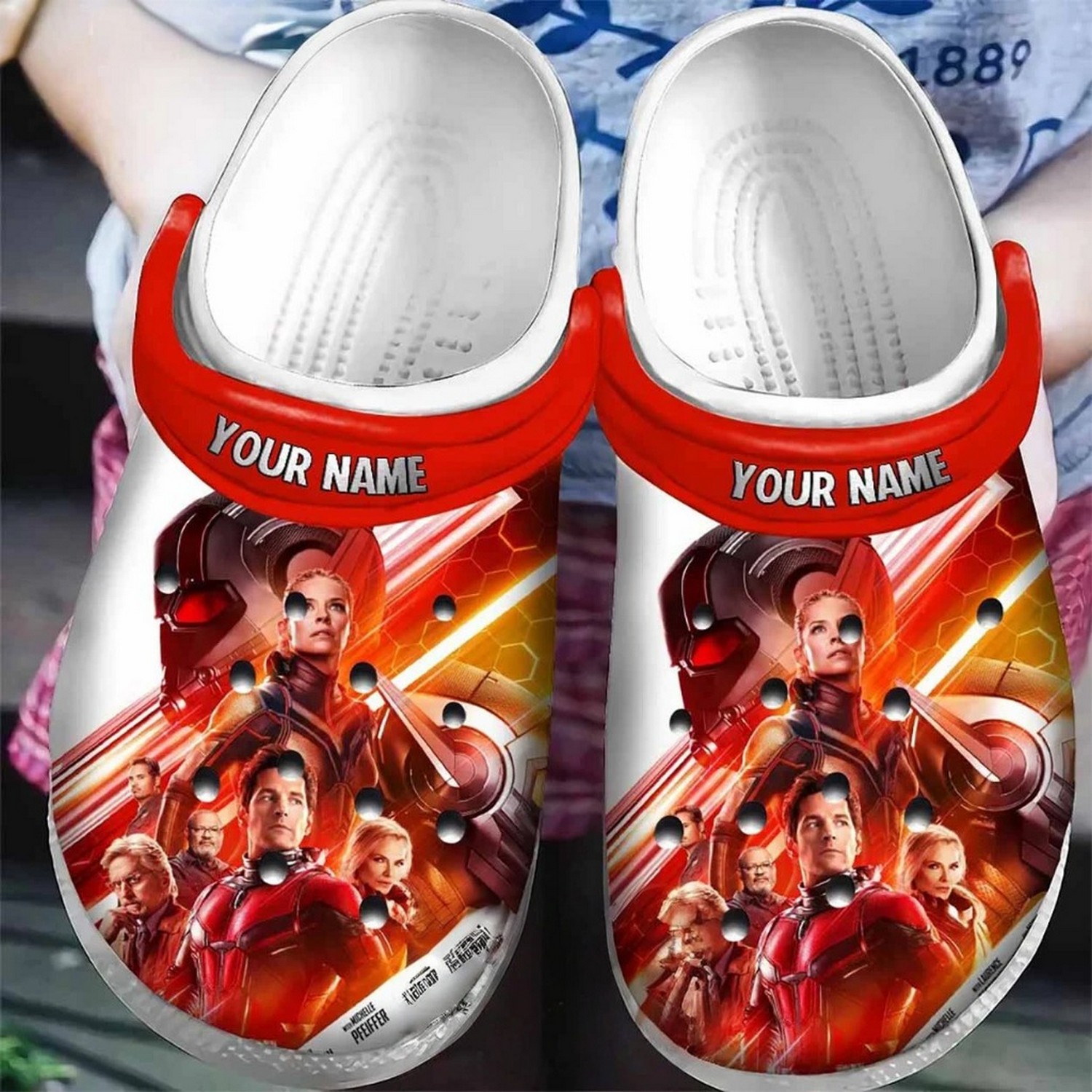Custom Name Ant Man And The Wasp Diagonal Stripes Pattern Clogs For Kids & Adults