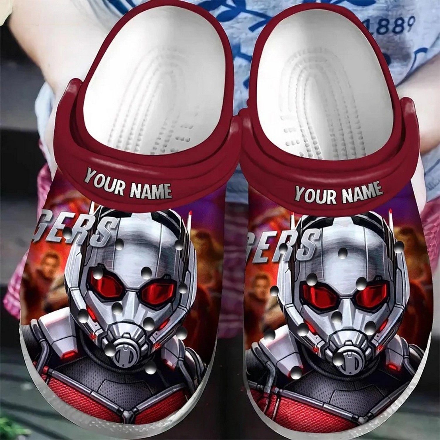 Custom Name Ant-man Gers Red Clogs For Kids And Adults