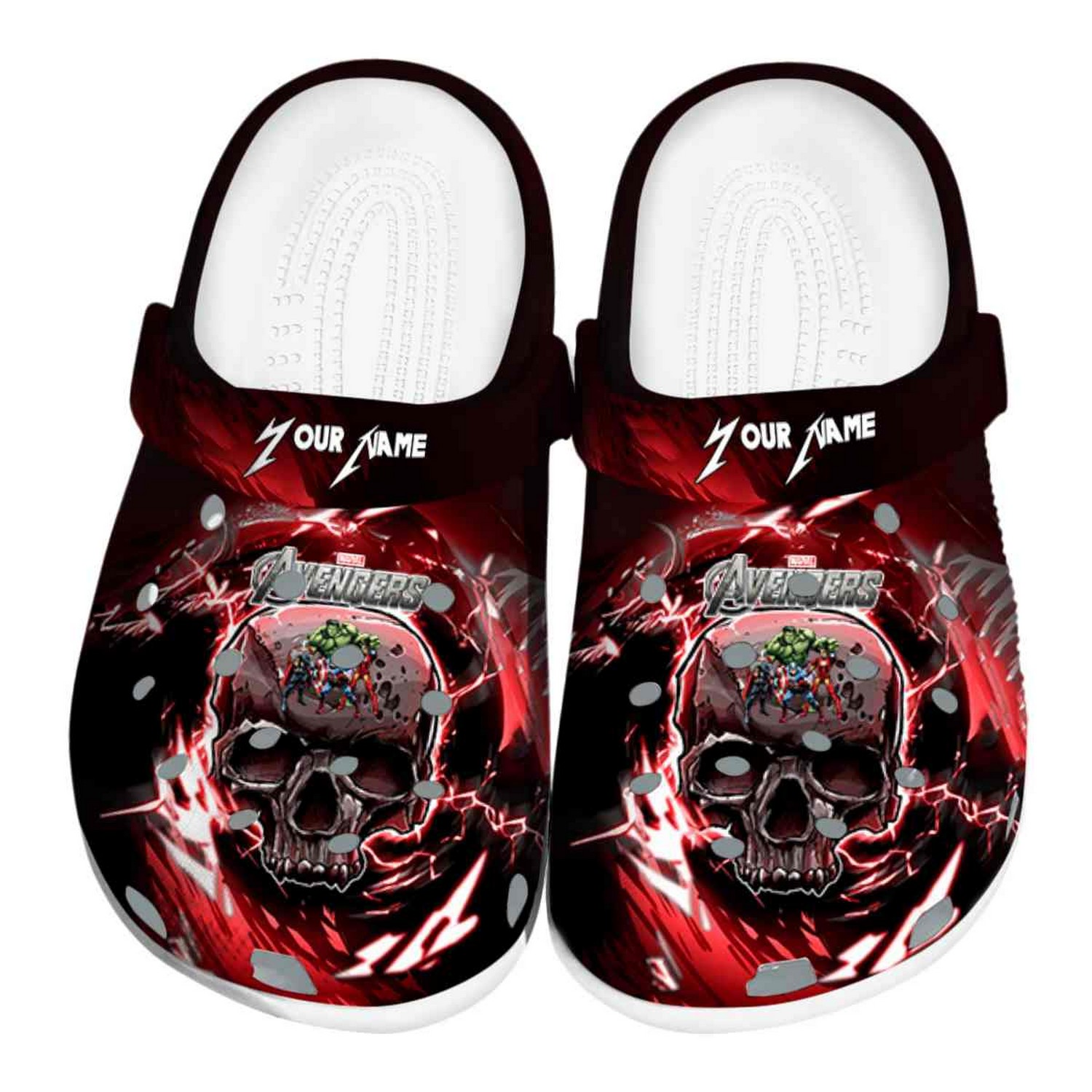 Custom Name Avengers Gothic Skull Clogs For Kids & Adults