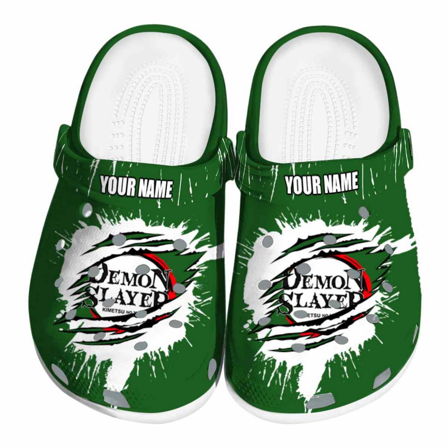 Custom Name Demon Slayer Splash Motif Background Clogs For Kids And Adults