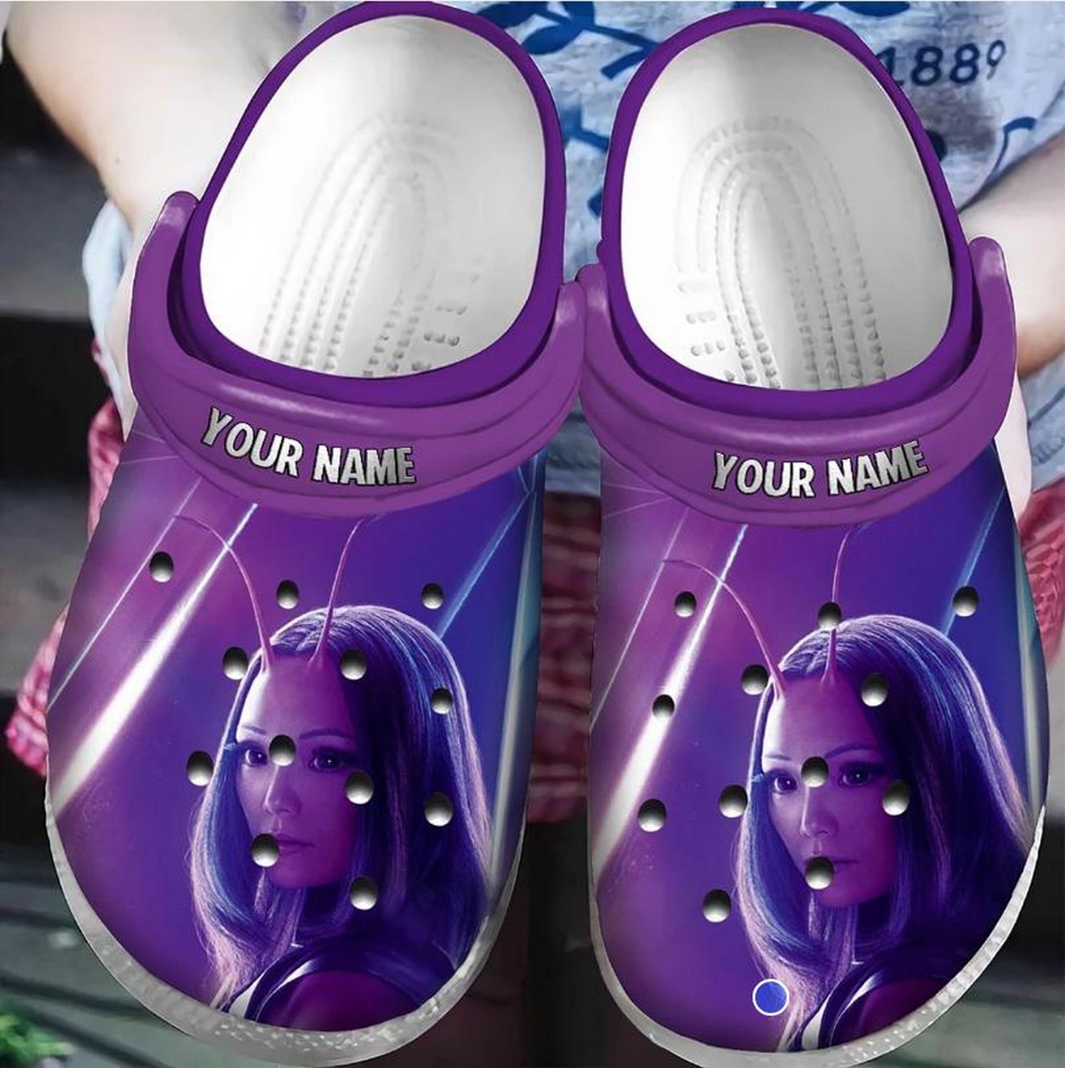 Custom Name Guardian Of The Galaxy Mantis Purple Clogs For Kids & Adults