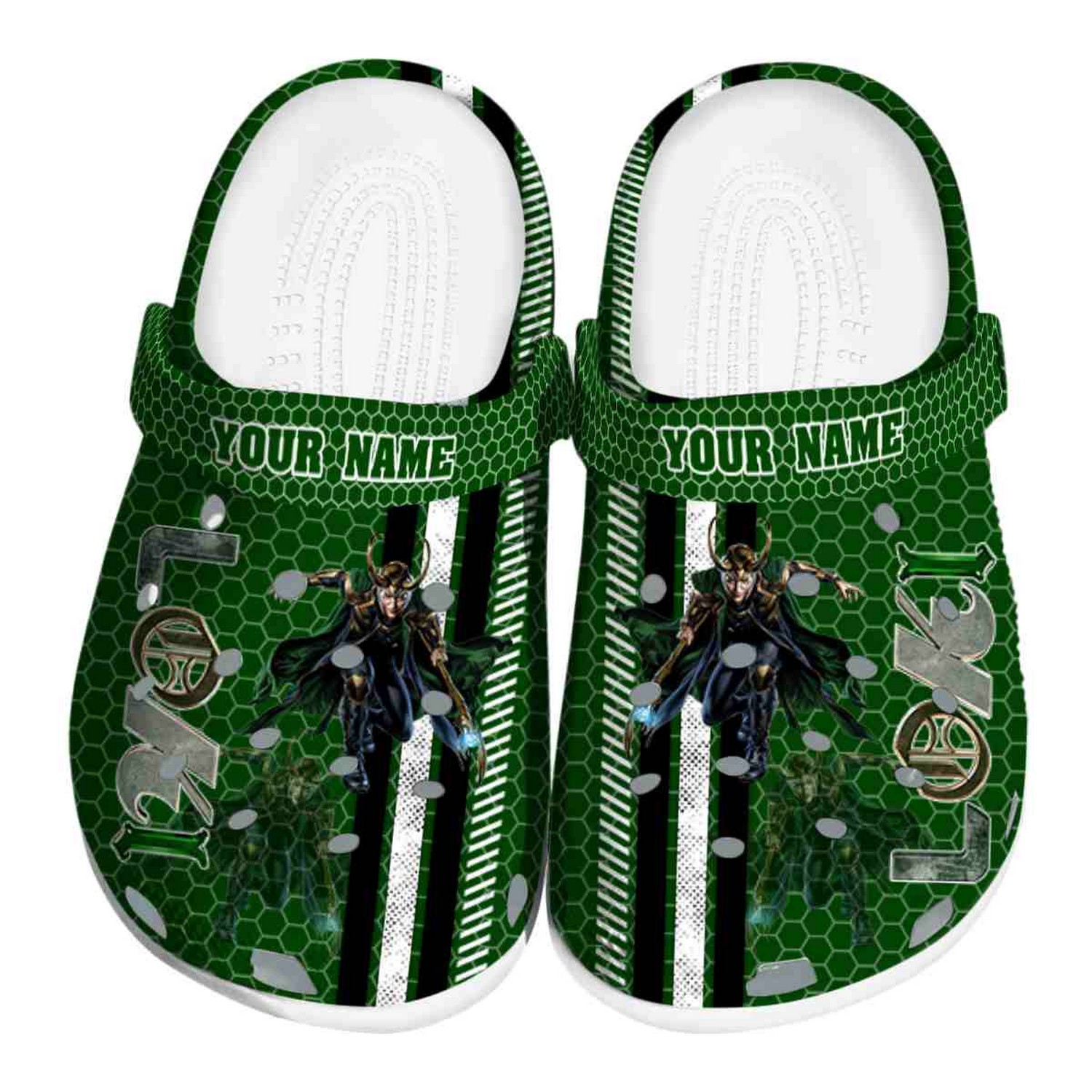 Custom Name Loki Contrasting Stripes Clogs For Kids & Adults