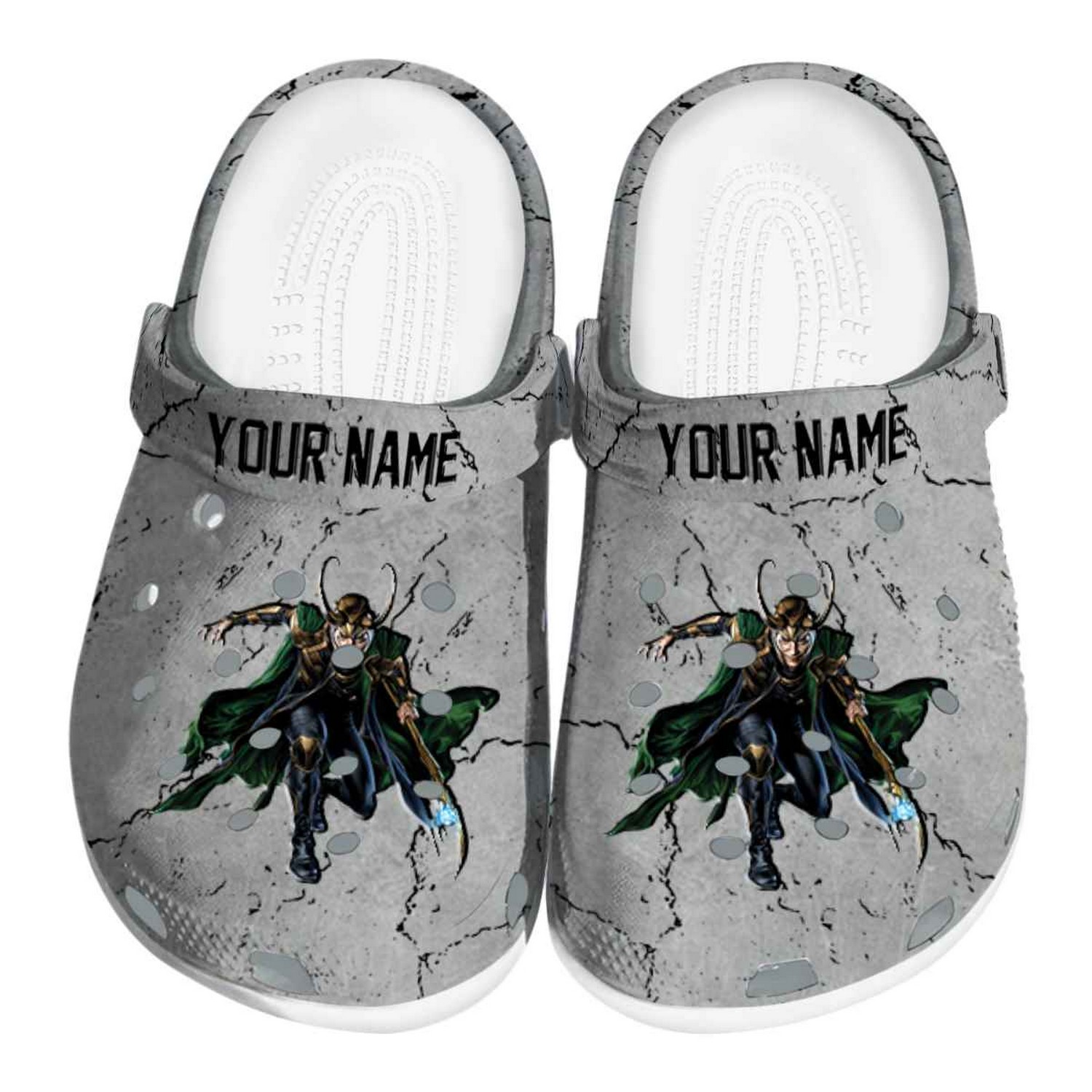 Custom Name Loki Cracked Texture Clogs For Kids And Adults