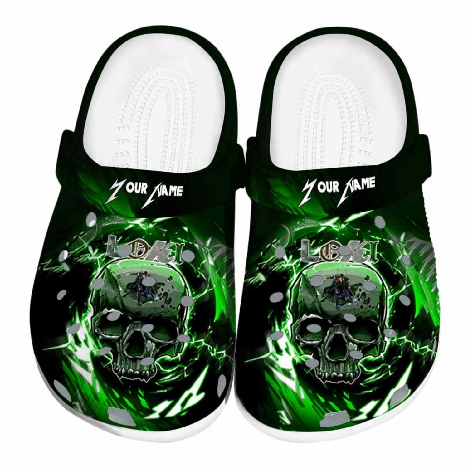 Custom Name Loki Gothic Skull Clogs For Kids & Adults