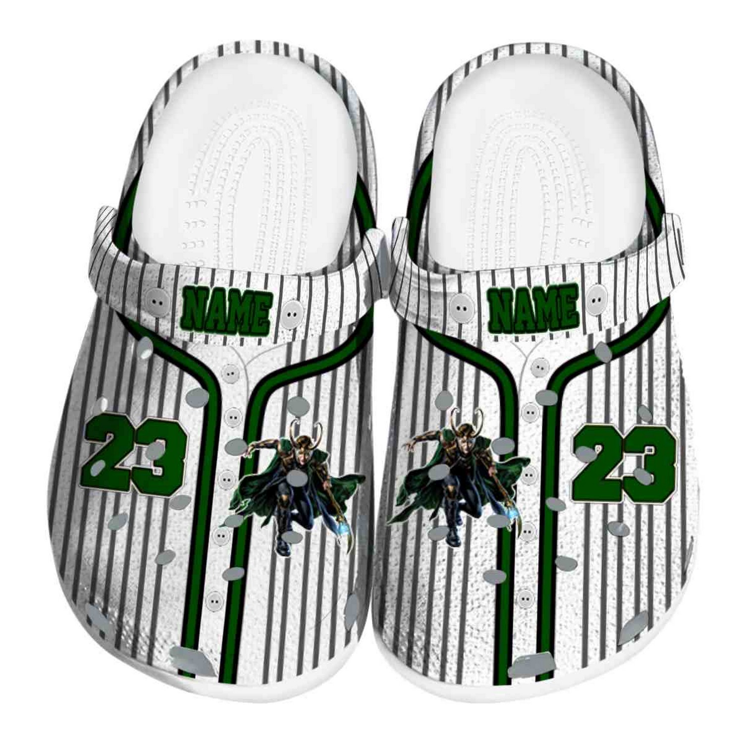 Custom Name Loki Pinstripe Pattern Clogs For Kids And Adults