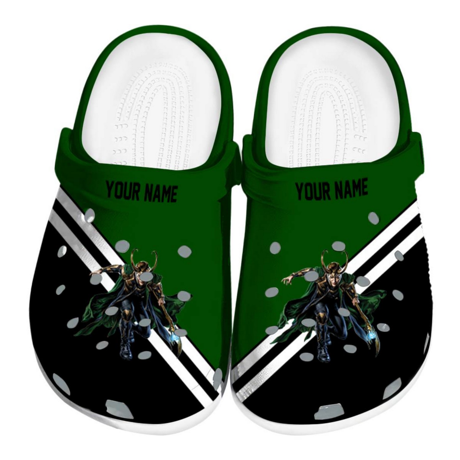 Custom Name Loki Striped Accents Clogs For Kids & Adults