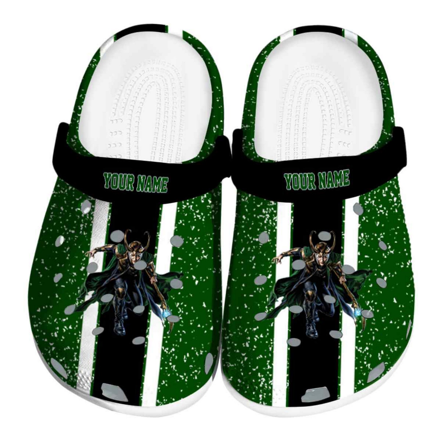 Custom Name Loki Vertical Stripes Clogs For Kids & Adults