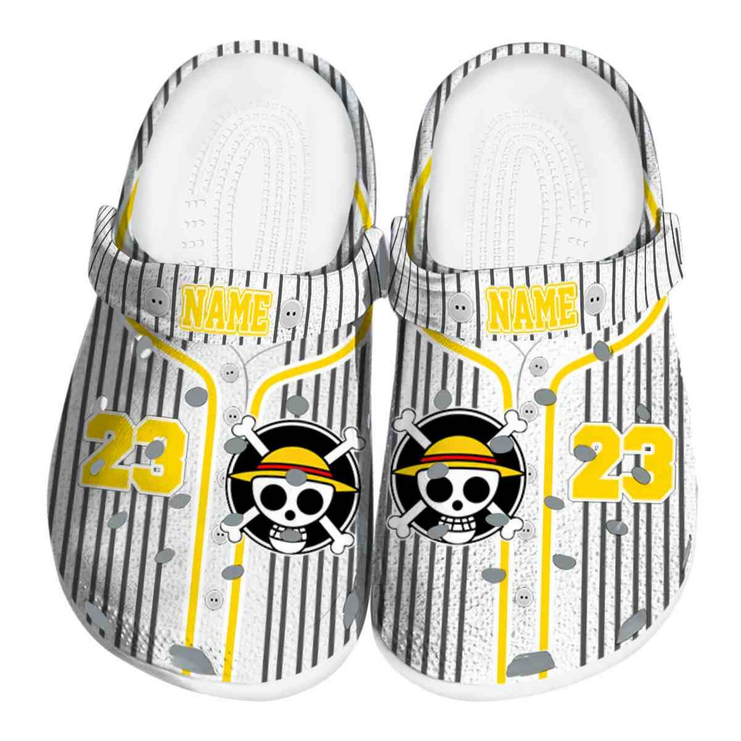 Custom Name One Piece Pinstripe Pattern Clogs For Kids & Adults