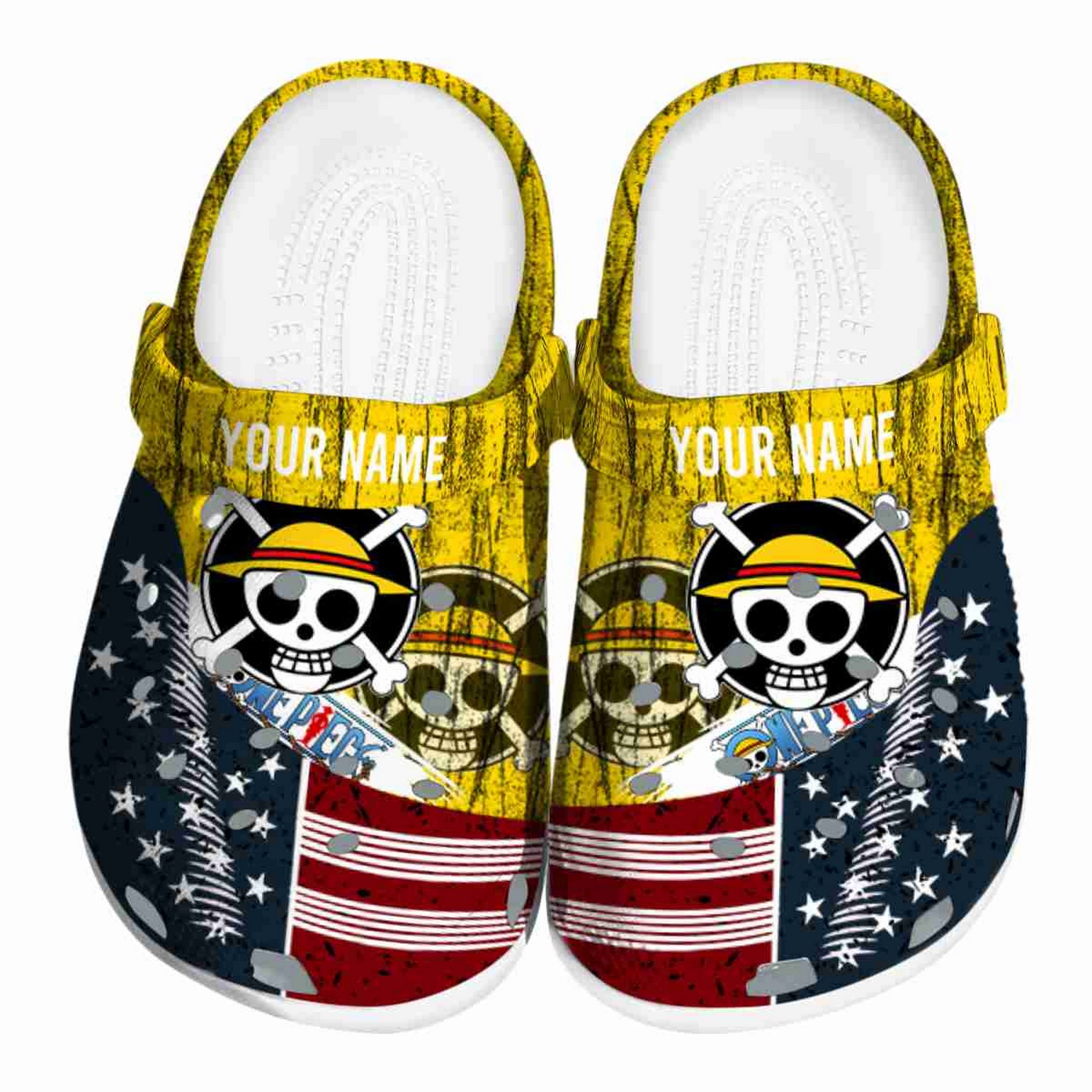 Custom Name One Piece Star-spangled Side Pattern Clogs For Kids And Adults