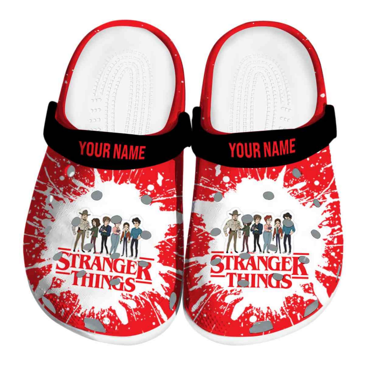 Custom Name Stranger Things Splash Art Clogs For Kids & Adults