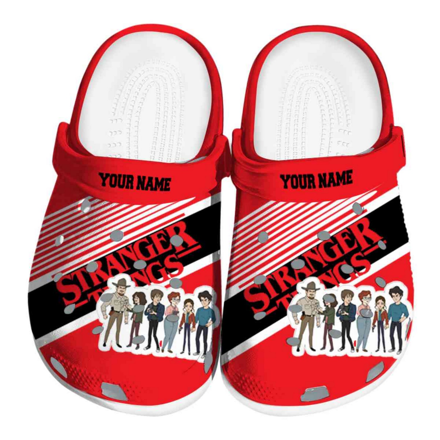 Custom Name Stranger Things Vibrant Dual Tone Clogs For Kids & Adults