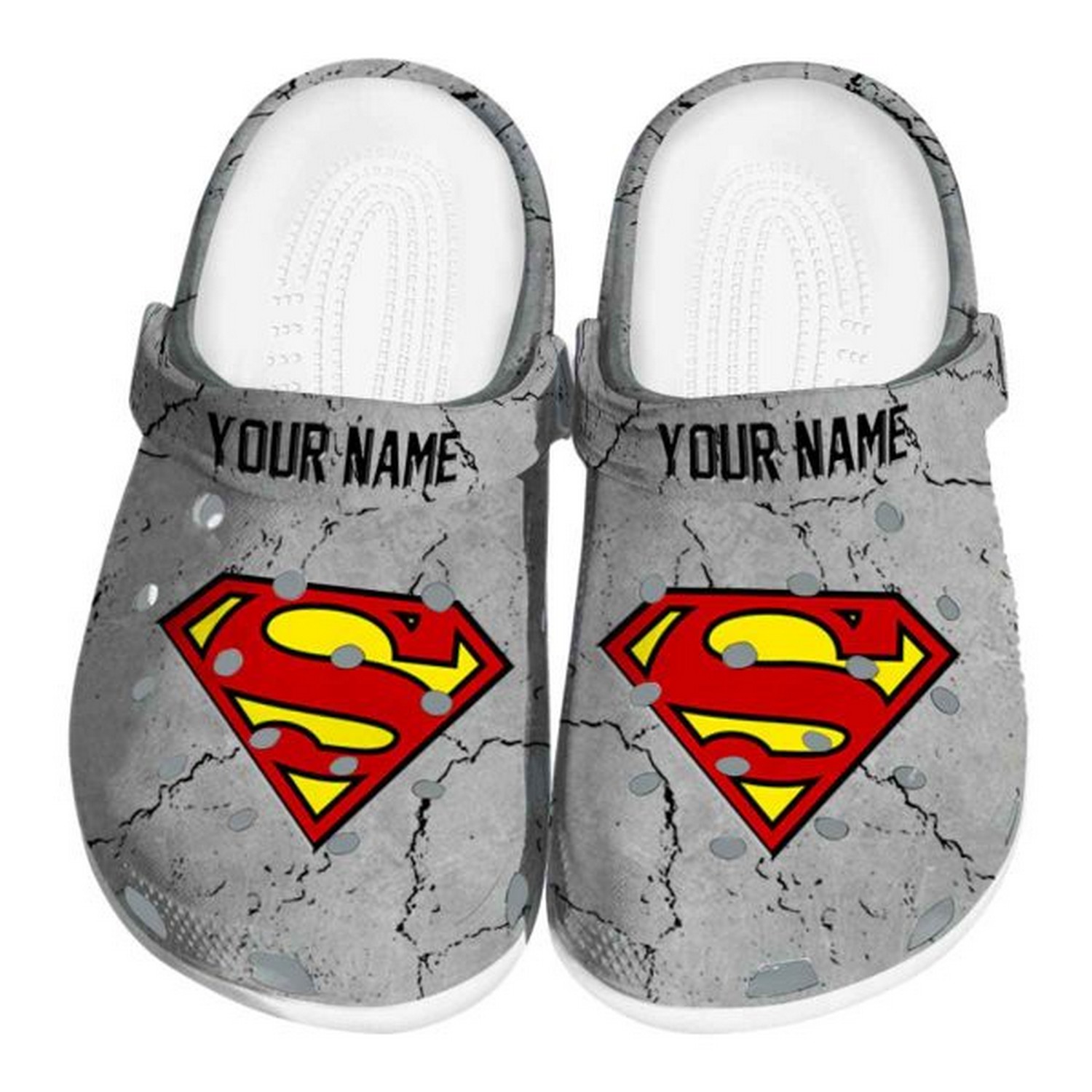 Custom Name Superman Cracked Texture Clogs For Kids & Adults