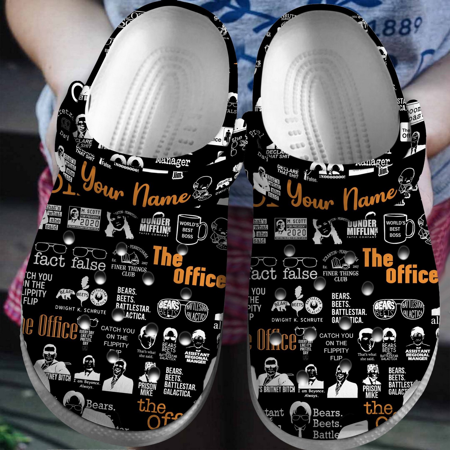Custom Name The Office Tv Series Fact False Black Clogs For Kids & Adults