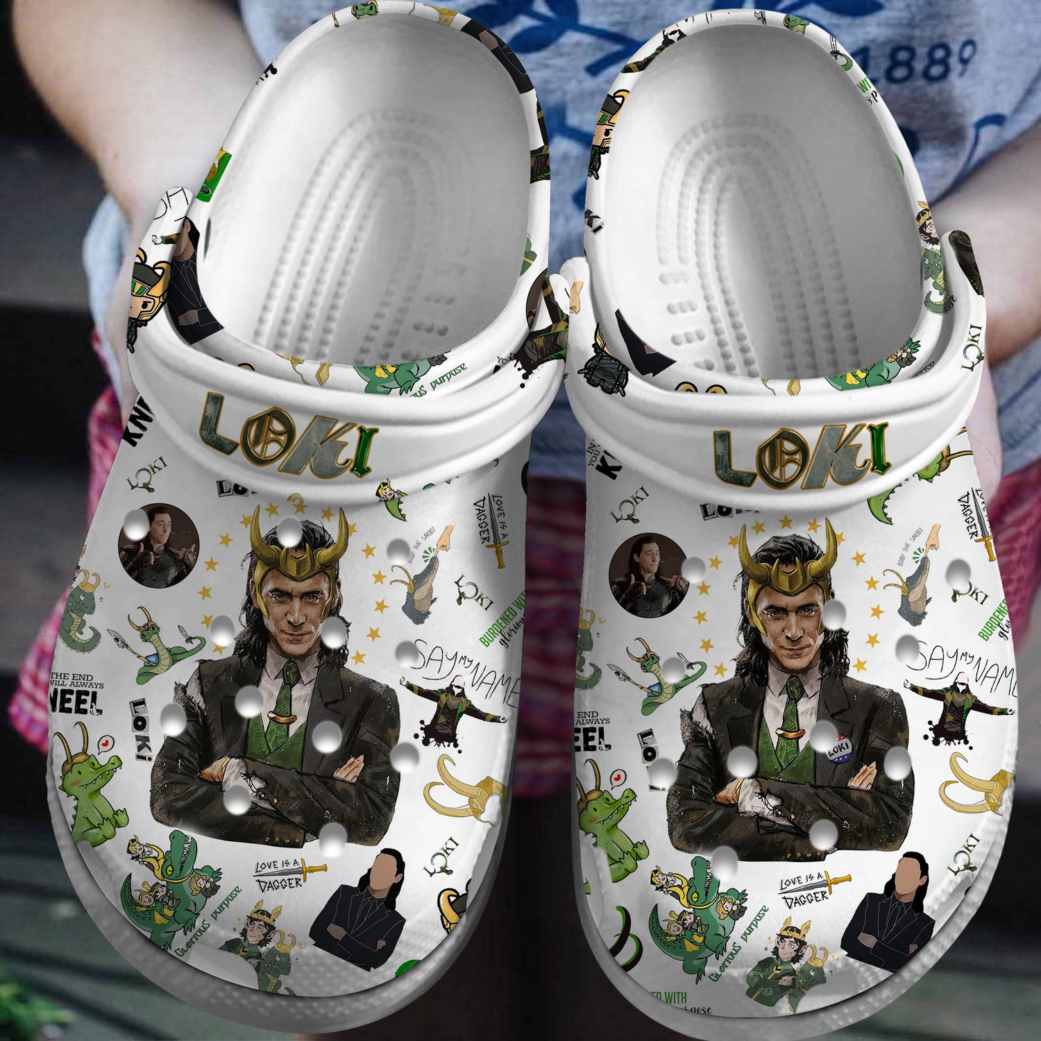 Loki Tv Series Say My Name White Clogs For Kids & Adults