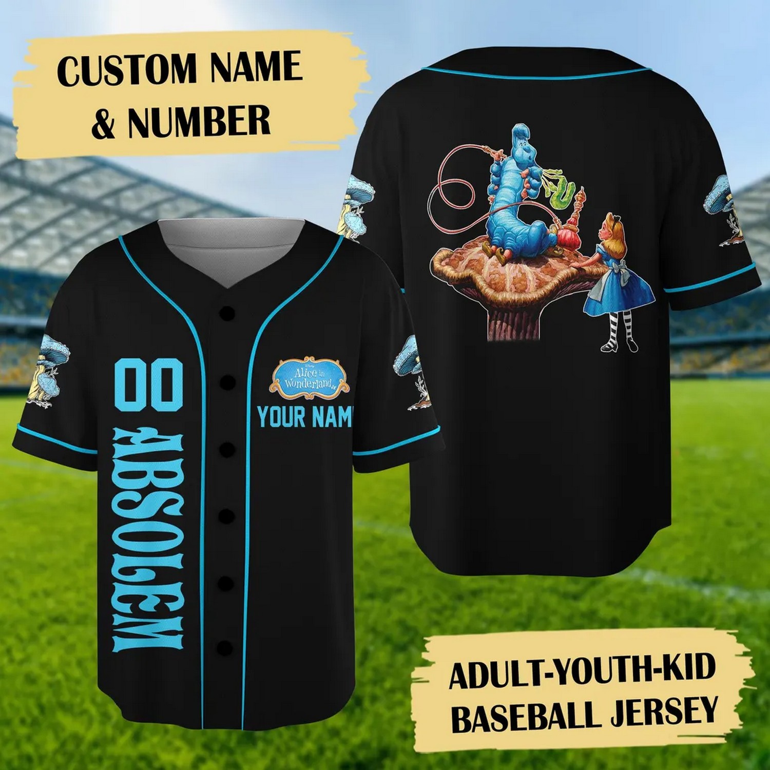 Custom Name And Number Absolem Black Alice's Adventures In Wonderland Basketball Jersey