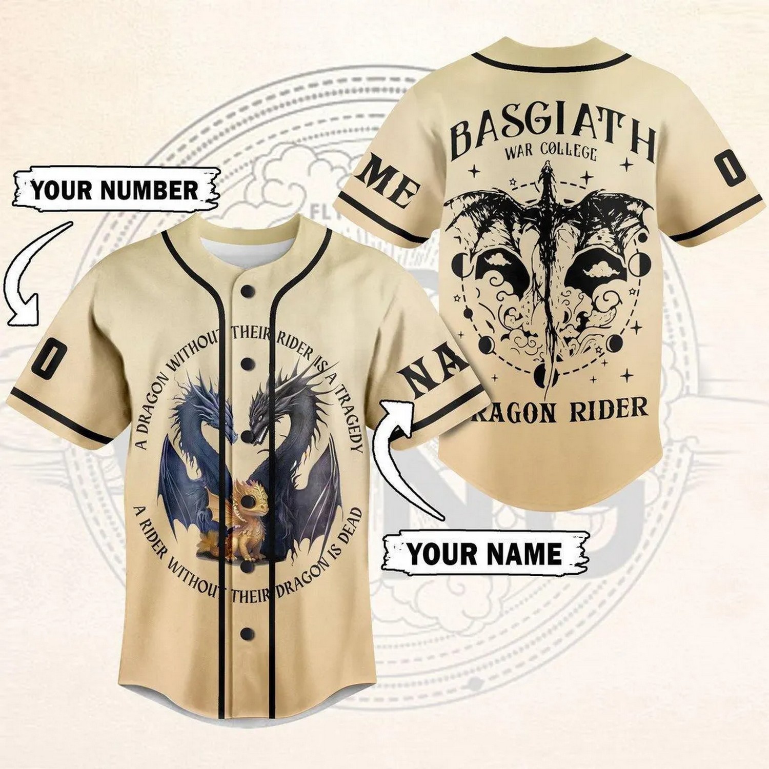 Custom Name And Number Basgiath War College Baseball Jersey