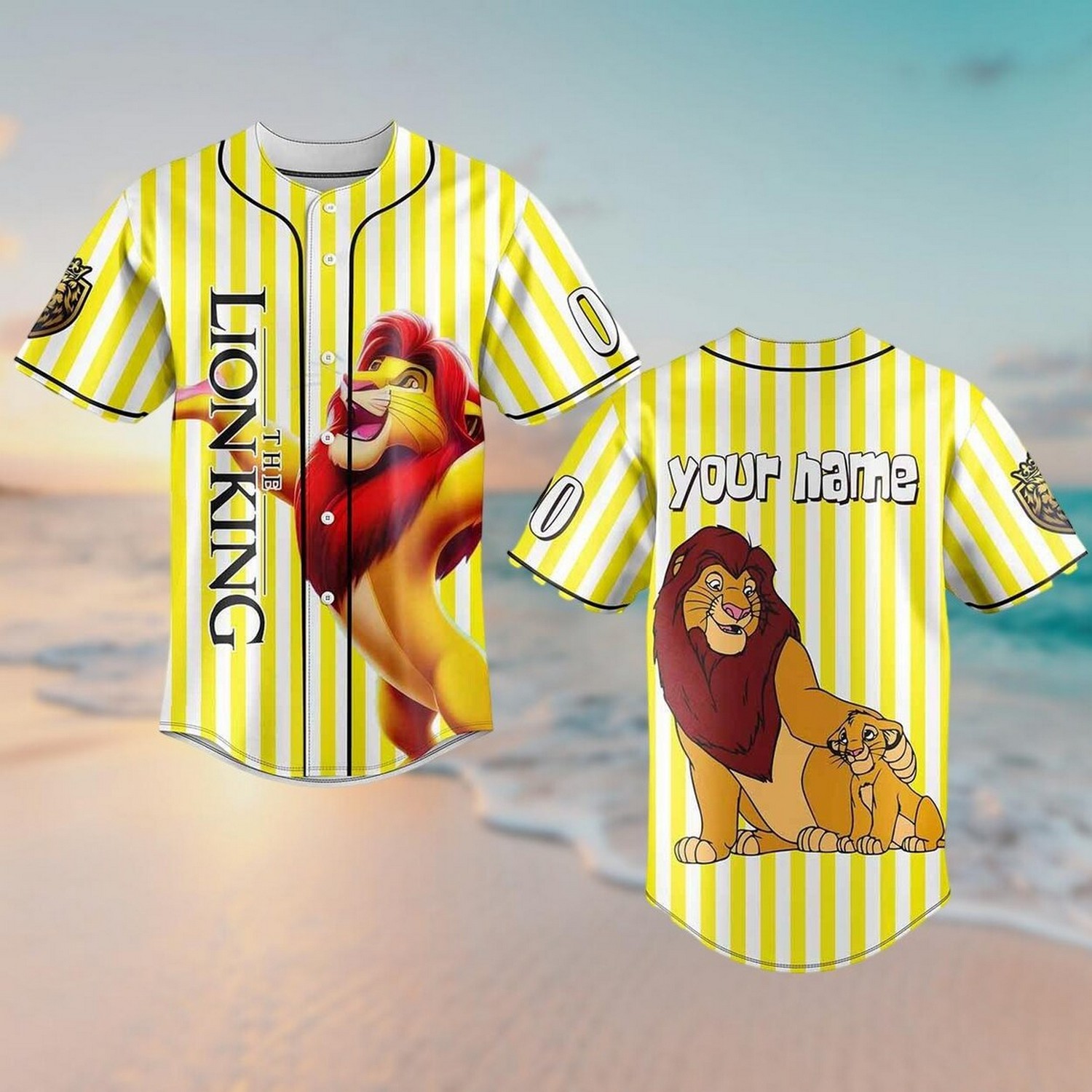 Custom Name And Number Disney Lion King Mufasa And Simba Baseball Jersey