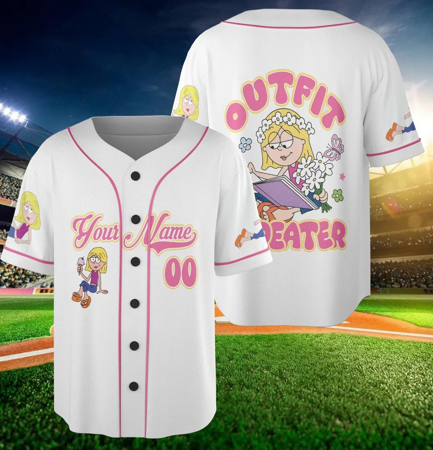 Custom Name And Number Disney Lizzie Mcguire Outfit Repeater Simple White Baseball Jersey
