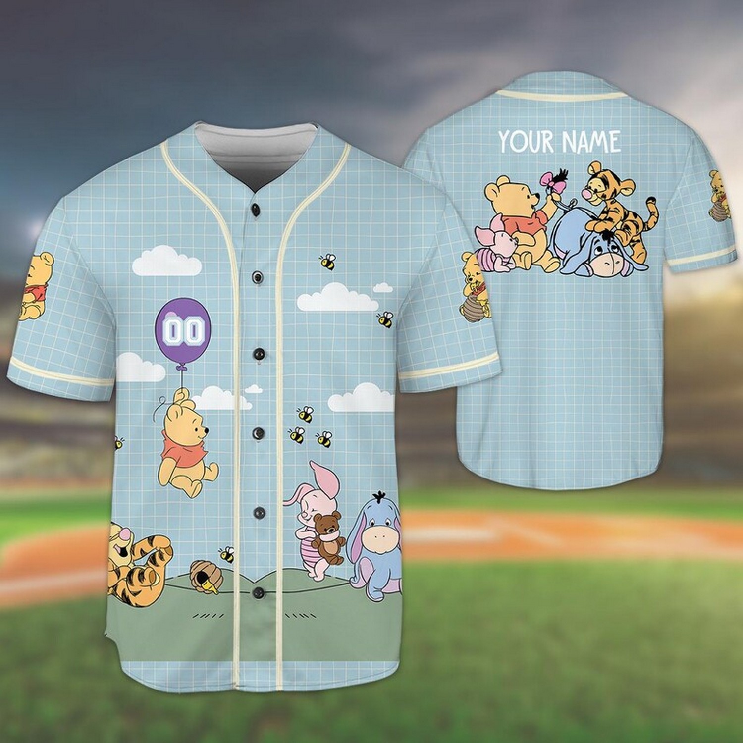 Custom Name And Number Disney Winnie The Pooh And Friends Playingfill Blue